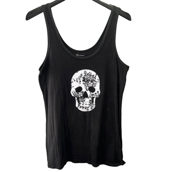Skull Tank Top size XXL Juniors Black White Graphic Print No Boundaries - Picture 1 of 3